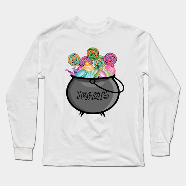 Treats Halloween Pot Long Sleeve T-Shirt by Designoholic